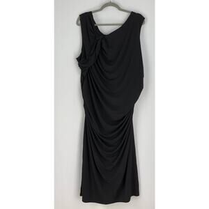 Lane Bryant Black Ruched Sleeveless Midi Dress. Women's Size 24